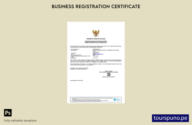 listo para imprimir certificado de incorporación de Indonesia plantilla de plant
